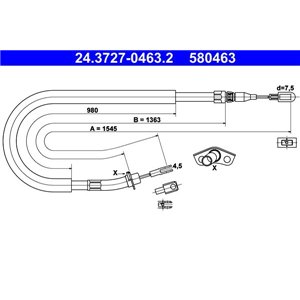24.3727-0463.2  Handbrake cable ATE 