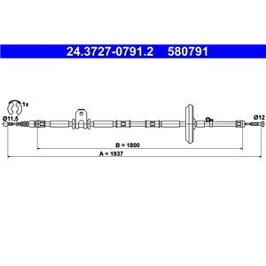 24.3727-0791.2 Cable Pull, parking brake ATE - Top1autovaruosad