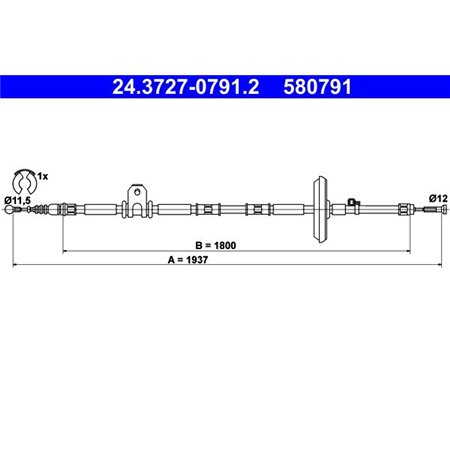 24.3727-0791.2 Cable Pull, parking brake ATE