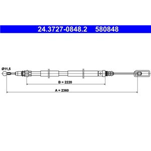 24.3727-0848.2  Handbrake cable ATE 