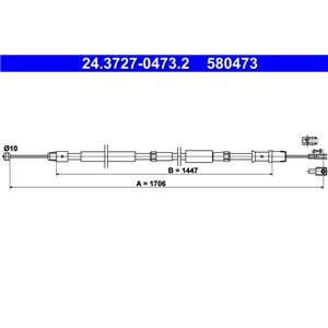 24.3727-0473.2  Handbrake cable ATE 