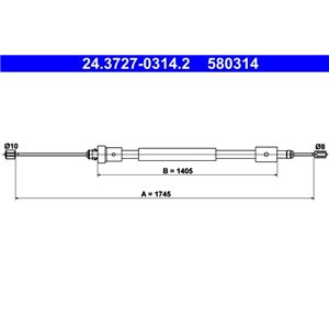 24.3727-0314.2  Handbrake cable ATE 