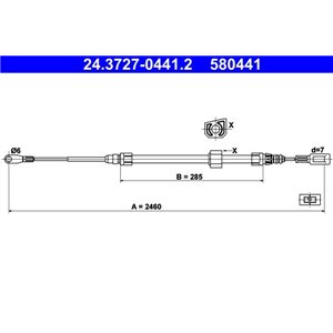 24.3727-0441.2  Handbrake cable ATE 
