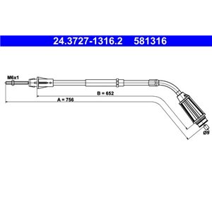 24.3727-1316.2 Тросик, cтояночный тормоз ATE - Top1autovaruosad