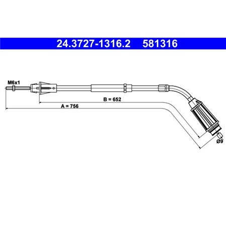 24.3727-1316.2 Cable Pull, parking brake ATE