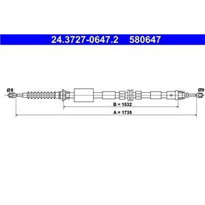 24.3727-0647.2  Handbrake cable ATE 