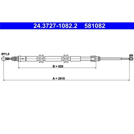 24.3727-1082.2  Handbrake cable ATE 