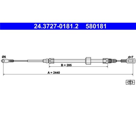 24.3727-0181.2 Cable Pull, parking brake ATE