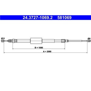 24.3727-1069.2  Handbrake cable ATE 