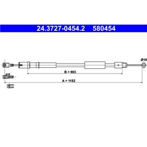 24.3727-0454.2  Handbrake cable ATE 