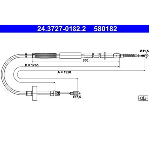 24.3727-0182.2  Handbrake cable ATE 