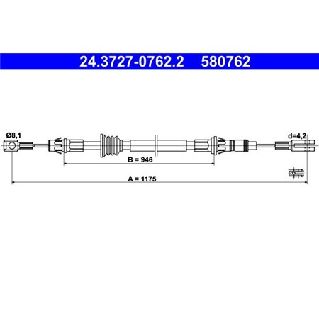 24.3727-0762.2 Cable Pull, parking brake ATE