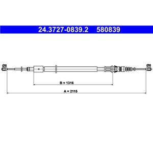 24.3727-0839.2 Cable Pull, parking brake ATE - Top1autovaruosad