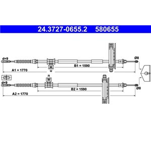 24.3727-0655.2  Handbrake cable ATE 