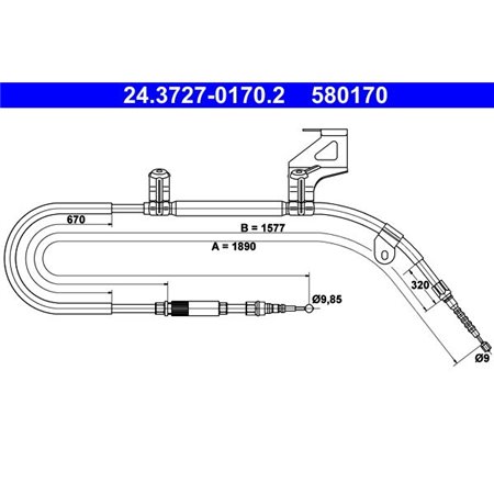 24.3727-0170.2 Cable Pull, parking brake ATE