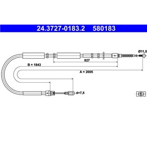 24.3727-0183.2  Handbrake cable ATE 
