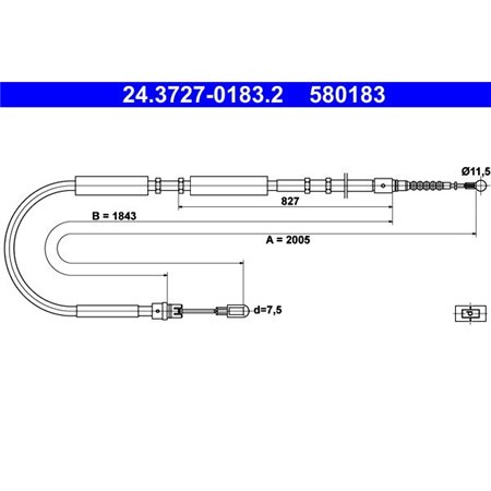 24.3727-0183.2 Cable Pull, parking brake ATE