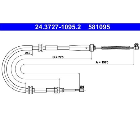 24.3727-1095.2 Cable Pull, parking brake ATE