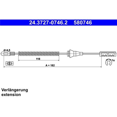 24.3727-0746.2 Cable Pull, parking brake ATE