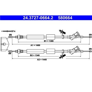 24.3727-0664.2 Kabeldragning, parkeringsbroms ATE - Top1autovaruosad