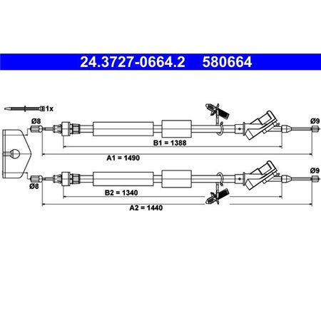 24.3727-0664.2 Kabeldragning, parkeringsbroms ATE