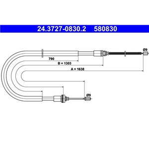 24.3727-0830.2  Handbrake cable ATE 