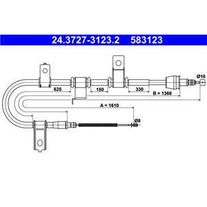 24.3727-3123.2  Handbrake cable ATE 