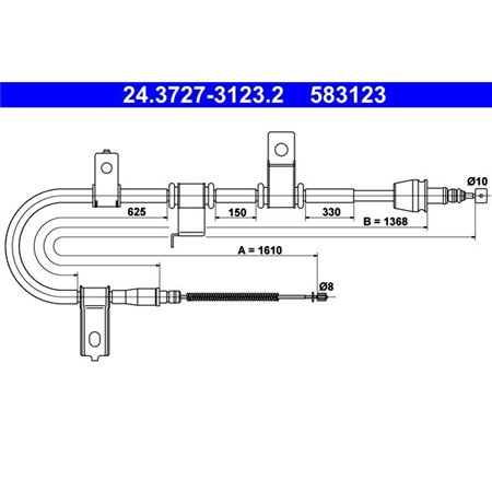 24.3727-3123.2 Cable Pull, parking brake ATE