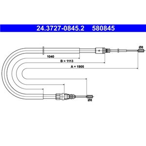 24.3727-0845.2  Handbrake cable ATE 