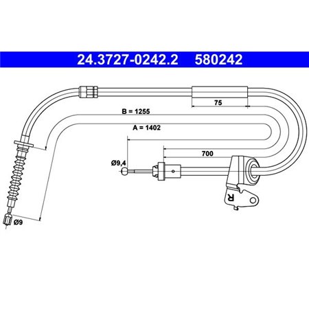 24.3727-0242.2 Cable Pull, parking brake ATE