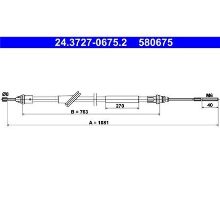 24.3727-0675.2 Cable Pull, parking brake ATE