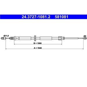 24.3727-1081.2 Cable Pull, parking brake ATE - Top1autovaruosad
