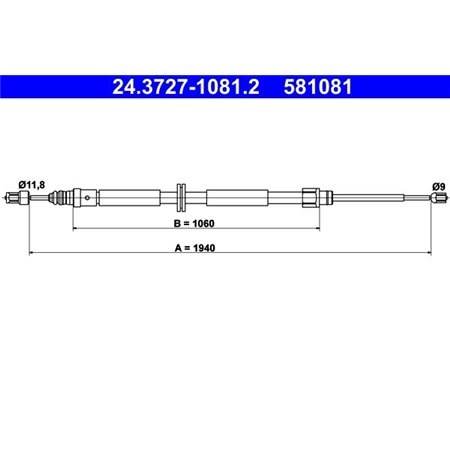 24.3727-1081.2 Cable Pull, parking brake ATE