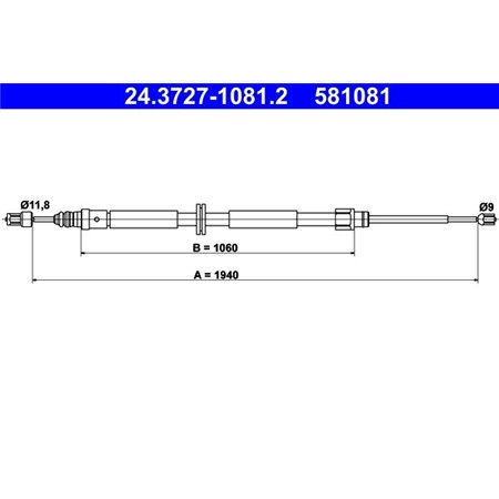 24.3727-1081.2 Kabeldragning, parkeringsbroms ATE