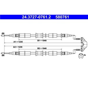 24.3727-0761.2  Handbrake cable ATE 