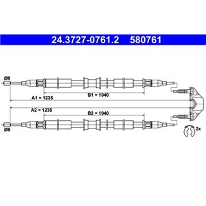 24.3727-0761.2 Тросик, cтояночный тормоз ATE - Top1autovaruosad