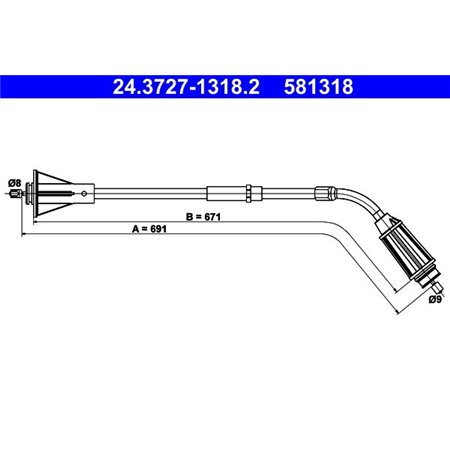 24.3727-1318.2 Cable Pull, parking brake ATE