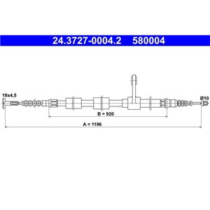 24.3727-0004.2  Handbrake cable ATE 