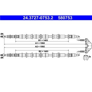 24.3727-0753.2  Handbrake cable ATE 