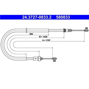 24.3727-0833.2  Handbrake cable ATE 