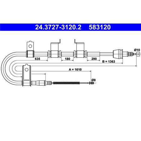 24.3727-3120.2 Cable Pull, parking brake ATE