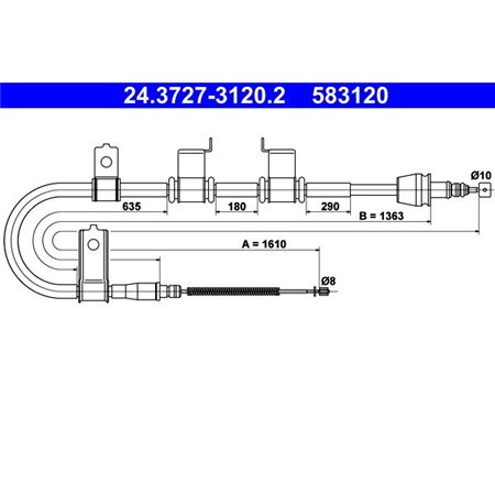 24.3727-3120.2 Kabeldragning, parkeringsbroms ATE