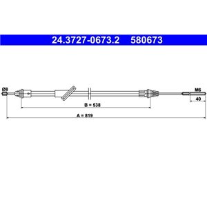 24.3727-0673.2  Handbrake cable ATE 