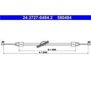 24.3727-0484.2  Handbrake cable ATE 