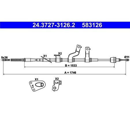 24.3727-3126.2 Cable Pull, parking brake ATE