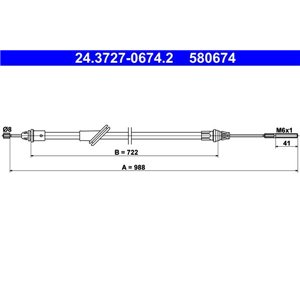 24.3727-0674.2  Handbrake cable ATE 