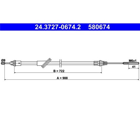 24.3727-0674.2 Cable Pull, parking brake ATE