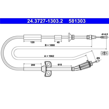 24.3727-1303.2 Cable Pull, parking brake ATE