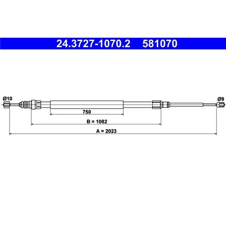 24.3727-1070.2 Cable Pull, parking brake ATE