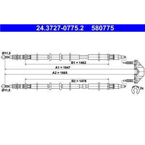 24.3727-0775.2 Cable Pull, parking brake ATE - Top1autovaruosad